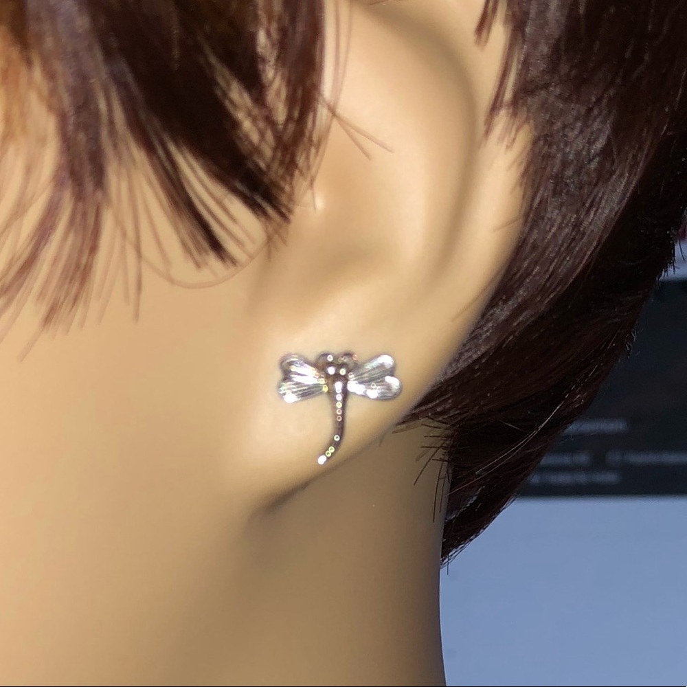 Silver Dragonfly Vintage Small Detailed Stud Earrings